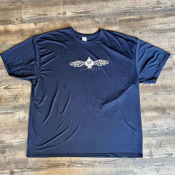 Mens Gildan Performance Dri-fit Las Vegas Short Sleeve T-shirt - Navy - Sz 3XL - Picture 5 of 5